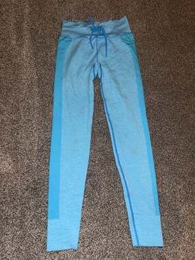PINK Active Seamless Leggings Size S Blue Drawstring